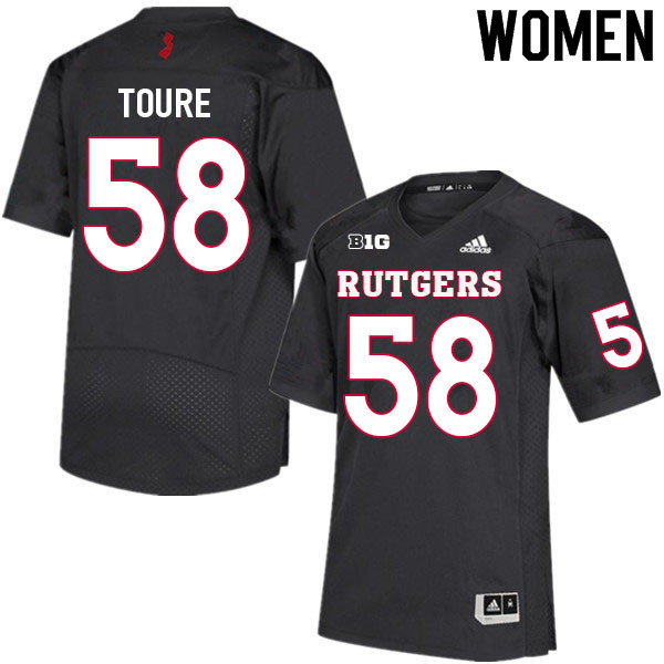 Women #58 Mohamed Toure Rutgers Scarlet Knights College Football Jerseys Sale-Black